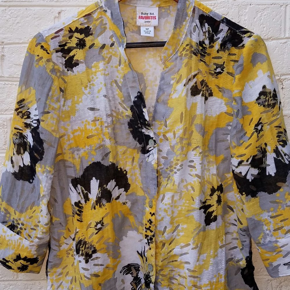 $5 SALE * Ruby Rd semi-sheer bright funky top -women's size 10P